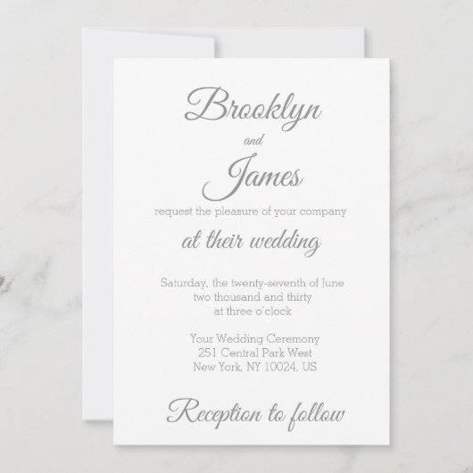 Elegant Script Wedding Invitting Bride and Groom Kaart (Voorkant)