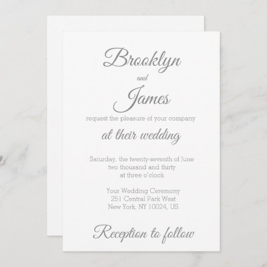 Elegant Script Wedding Invitting Bride and Groom Kaart (Voorkant / Achterkant)