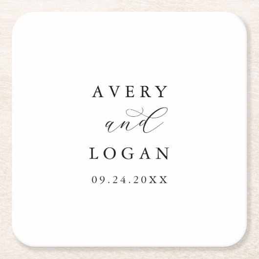 Elegant Script Wedding Kartonnen Onderzetters (Voorkant)