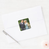 Elegant Script Wedding Love and Bedankt Photo Vierkante Sticker (Envelop)