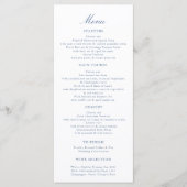 Elegant Script Wedding Menu Blue Toile Swans  (Voorkant)