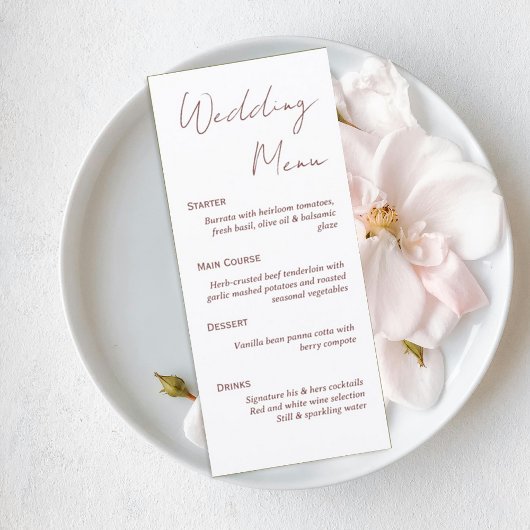 Elegant Script Wedding Menu Card
