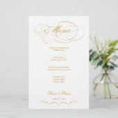 Elegant Script Wedding Menu (Gold) (Staand voorkant)