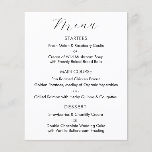 Elegant Script Wedding Menu Kaart (Voorkant)
