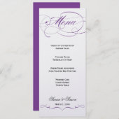 Elegant Script Wedding Menu - Paars (Voorkant / Achterkant)