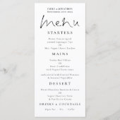Elegant Script Wedding Menu White (Voorkant)