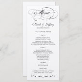 Elegant Script Wedding Menu - Zwart (Voorkant / Achterkant)
