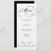Elegant Script Wedding Menu - Zwart (Voorkant / Achterkant)