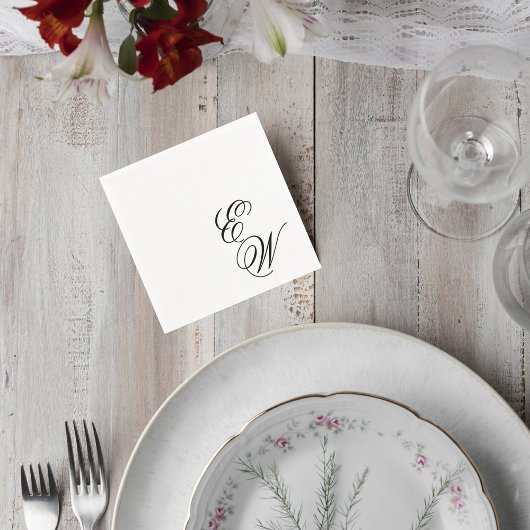 Elegant Script Wedding Monogram Cocktail Napkin Servet