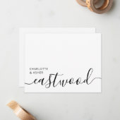 Elegant Script Wedding Monogram Note Card Notitiekaartje (Voorkant / Achterkant in situ)