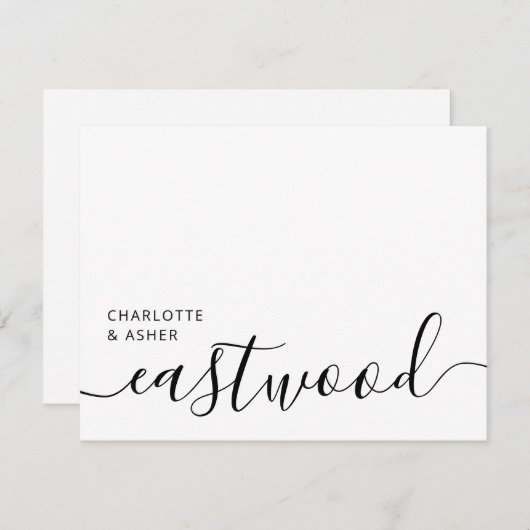 Elegant Script Wedding Monogram Note Card Notitiekaartje (Voorkant / Achterkant)