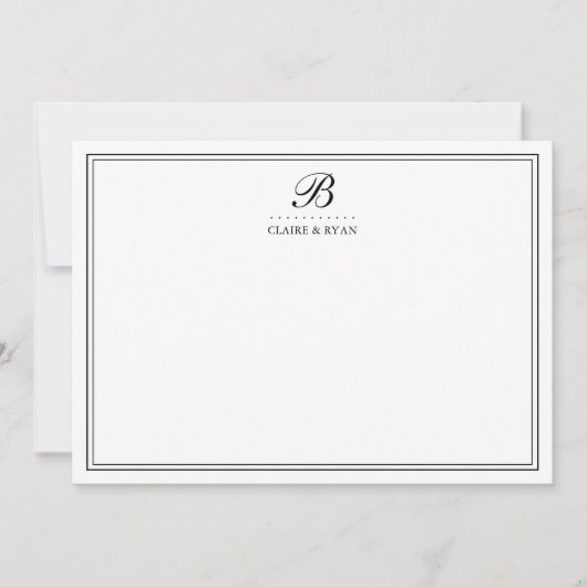Elegant Script Wedding Monogram Stationery Cards Kaart (Voorkant)