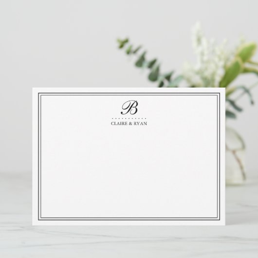 Elegant Script Wedding Monogram Stationery Cards Kaart (Staand voorkant)