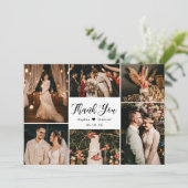 Elegant Script Wedding Multi Photo Collage Bedankkaart (Staand voorkant)