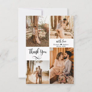 Elegant Script Wedding Multiple Photo Collage dan Bedankkaart