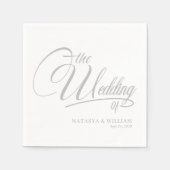 Elegant Script Wedding Napkins with Names Servet (Voorkant)