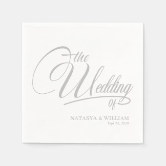 Elegant Script Wedding Napkins with Names Servet