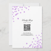 Elegant Script Wedding Paarse Confetti QR RSVP Kaart (Achterkant)