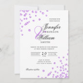 Elegant Script Wedding Paarse Glitter Confetti Kaart (Voorkant)