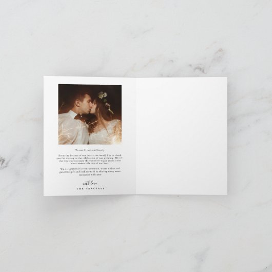 Elegant Script Wedding Photo Bedankkaart (Binnen)