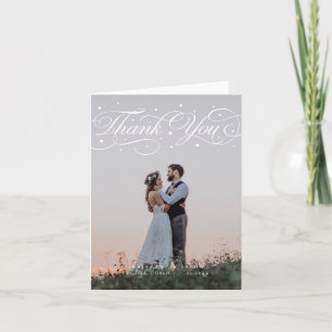 Elegant Script Wedding Photo Bedankkaart