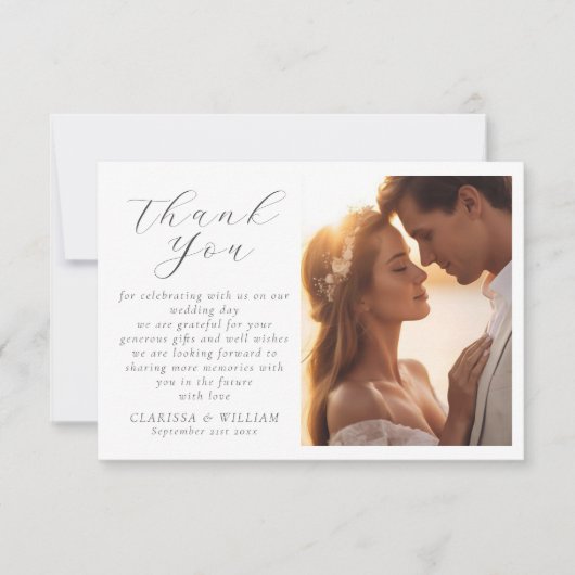 Elegant Script Wedding Photo Bedankkaart (Voorkant)