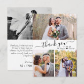 Elegant Script Wedding Photo Collage Bedankkaart (Voorkant / Achterkant)