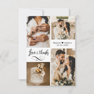 Elegant Script Wedding Photo Collage  Bedankkaart