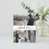 Elegant Script Wedding Photo Collage Hartelijk dan Briefkaart (Staand voorkant)