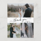 Elegant Script Wedding Photo Collage Hartelijk dan Briefkaart (Voorkant)