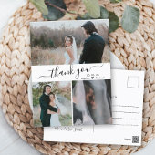 Elegant Script Wedding Photo Collage Hartelijk dan Briefkaart