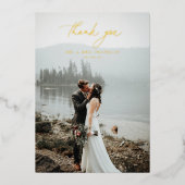 Elegant Script Wedding Photo Folie Hartelijk dank Uitnodiging (Voorkant)