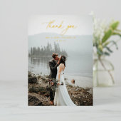 Elegant Script Wedding Photo Folie Hartelijk dank Uitnodiging (Staand Voorkant)