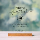 Elegant Script Wedding Photo Guest Book Acryl Bord (Neutraal)