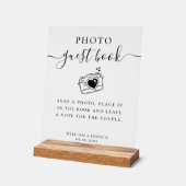 Elegant Script Wedding Photo Guest Book Acryl Bord (Hoek)