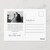 Elegant Script Wedding Photo Hartelijk dank Briefk Briefkaart (Achterkant)
