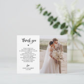 Elegant Script Wedding Photo Hartelijk dank Briefk Briefkaart (Staand voorkant)
