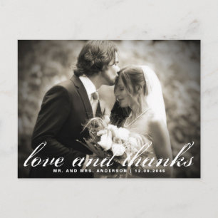 Elegant Script Wedding Photo Hartelijk dank Briefk Briefkaart
