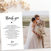 Elegant Script Wedding Photo Hartelijk dank Briefk Briefkaart