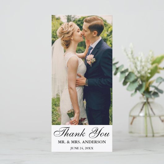 Elegant Script Wedding Photo Hartelijk dank voor l (Staand voorkant)