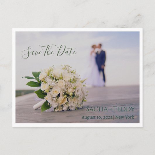 Elegant Script Wedding Photo Save the Date  Aankondigingskaart (Achterkant)