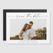 Elegant Script Wedding Photo Save the Date Magnet (Voorkant / Achterkant)