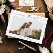 Elegant Script Wedding Photo Save the Date Magnet