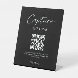 Elegant Script Wedding Photo Share QR-code Reclamebord Met Voetstuk