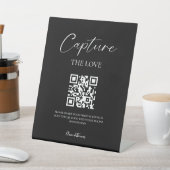 Elegant Script Wedding Photo Share QR-code Reclamebord Met Voetstuk (Insitu)