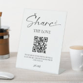 Elegant Script Wedding Photo Share QR-code Reclamebord Met Voetstuk (Insitu)