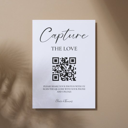 Elegant Script Wedding Photo Share QR-code Reclamebord Met Voetstuk