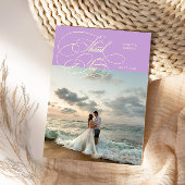 Elegant Script Wedding Photo Wisteria Bedankkaart