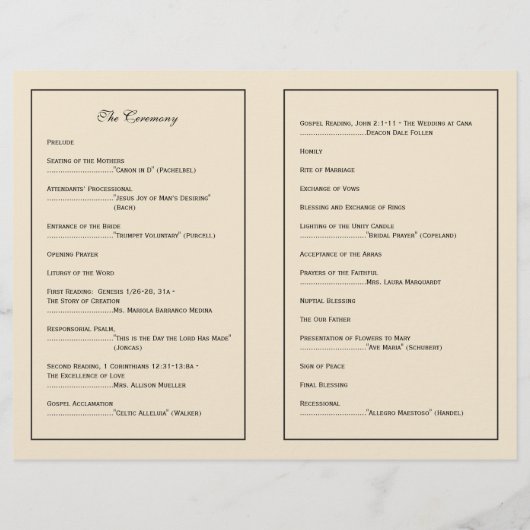 Elegant Script Wedding Program - Black & Off White (Achterkant)