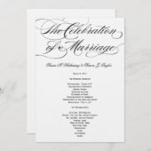 Elegant Script Wedding Program - Black Programmakaart (Voorkant / Achterkant)
